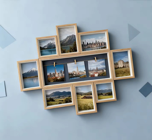 Wooden 11 Opening Picture <b>Frame</b> FOR Collage Memories and Family Photos <b>with</b> 3 clips - Product Image 6