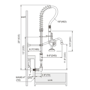 Grifo de Llenado de Fregadero Industrial Ecológico de Grado Hospitalario con Rociador de Prelavado Adicional, Grifo de Llenado Oscilante de 8 Pulgadas de Centro para Fregadero de Cocina Comercial - Product Image 6