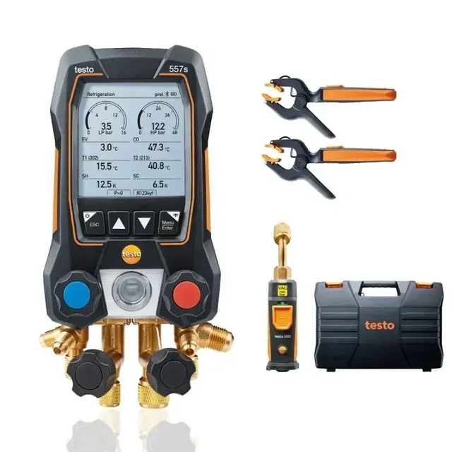 4-Valves Smart Digital Manifold Gauge 557S Wireless Vacuum and Clamp Temperature Probes 0564 5571 Pressure Gauges