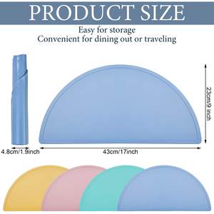 بيع بالجملة حصيرة سيليكون للأطفال سهلة التنظيف لتغذية الأطفال الصغار حصيرة طاولة سيليكون نصف دائرة - Product Image 3