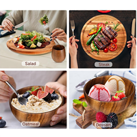 Premium Massivholz-Küchengeschirr-Set aus Akazienholz Stapelbare Runde Servierteller und Schüsseln Set für Heimdekoration Geschenk Restaurantbedarf