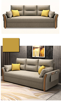 Sofá Cama Multifuncional para Sala de Estar, Económico, Plegable, Doble, Retráctil, Individual, con Banco para Sentarse, de Madera Maciza