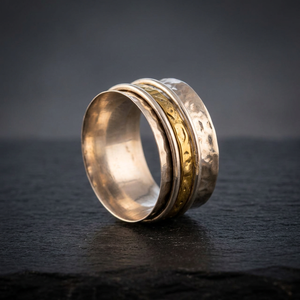 925 Sterling <b>Silver</b> Classic Wedding Anxiety Relief Fidget Spinner <b>Ring</b> for Unisex Women <b>Men</b> - Product Image 3