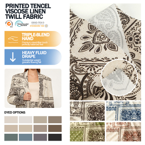 Chemise pour homme en tissu sergé respirant imprimé en lyocell, viscose, lin, chanvre et ramie – Tissu en lyocell et lin pour vêtements - Product Image 1