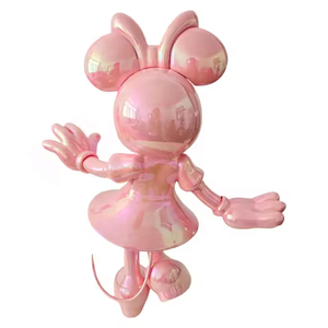 Sculture/Statue di Topolino e Minnie in Resina Cromata Rosa di Alta Qualità, 30 cm, per Decorazione Casa/Ufficio/Vetrina/Negozio - Product Image 6