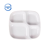 Assiette carrée en plastique incassable et écologique à 4 compartiments, plateau alimentaire pour cantine hospitalière, vaisselle de restaurant