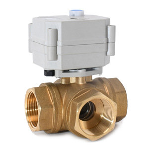 Vanne à boisseau sphérique horizontale en laiton à trois voies Tonhe 1 avec actionneur électrique pour traitement de l'eau DN25 - Product Image 2