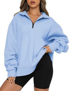Fitspi Womens oversize mezza <span class=keywords><strong>Zip</strong></span> Pullover a maniche lunghe felpa <span class=keywords><strong>con</strong></span> cappuccio quarto <span class=keywords><strong>con</strong></span> <span class=keywords><strong>Zip</strong></span> alla moda abiti per ragazze adolescenti autunno - Product Image 5