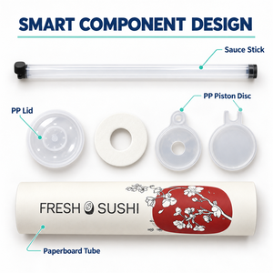 Sushi <span class=keywords><strong>Push</strong></span>-up Tube mit Auslaufsicherem Saucenbehälter für <span class=keywords><strong>Cloud</strong></span>-Küchen-Lieferbestellungen, Bruchfeste Papierwand mit Individueller Bedruckung - Product Image 4