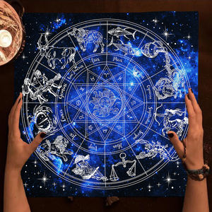 12 rasi bintang taplak meja kartu <span class=keywords><strong>Tarot</strong></span> penyihir Wiccan dekorasi ruang rumah kertas kain ramalan langit berbintang bulan matahari untuk bermain - Product Image 2