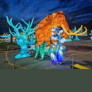 Safari Park Theme Scene Festival Decoration Silk Animal Lanterns for Outdoor