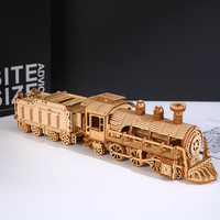 Rompecabezas 3D de Madera al por Mayor, Tren de Vapor, Modelo de Locomotora Vintage para Ensamblar