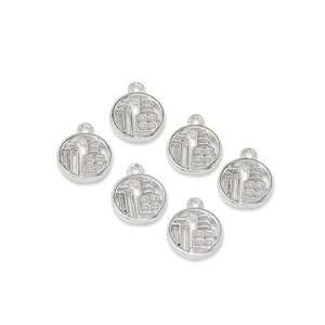 18K Gold Plated Round Hollow Fu Character Pendant For <b>Bracelet</b> Making <b>Copper</b> Jewelry Findings - Product Image 4