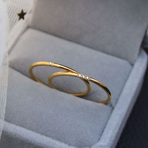 Venta al por mayor de 18K Joyería Anillo fino de acero inoxidable Chapado en oro Conjunto de diamantes Anillo de acero inoxidable para mujer - Product Image 2