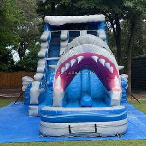 Glissière d'eau gonflable de Style bleu, glissière d'eau gonflable utilisée, grande <span class=keywords><strong>piscine</strong></span> de requin, parc aquatique gonflable - Product Image 3