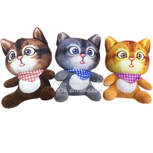 Fábrica al por mayor barato 7 ''relleno colorido simulación 3D gato juguetes de peluche tomate gato muñeca Animal juguete de peluche para muñeca máquina - Product Image 2