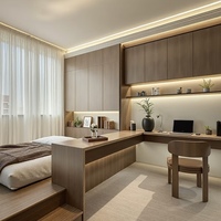 Vente directe d'usine Armoire moderne autoportante avec lit tatami Meubles de chambre à coucher écologiques et durables pour appartement et villa