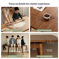 Table à manger extensible et pliante en bois massif, design rectangulaire vintage avec plateau réglable pour salons et salles à manger