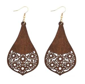 الموضة الفرنسية هوك أسلاك مجموعة الأقراط الخشبية خمر - Product Image 6