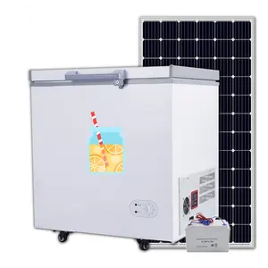 Congelador de sorvete deslizante com porta de vidro, 258 litros movidos a energia solar, congelador profundo
