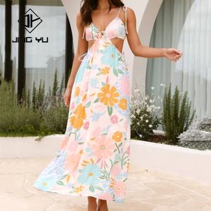 Robes d'été pour femmes sur mesure, en rayonne, imprimées, bohèmes, style île, plage, hawaïennes, à bretelles spaghetti - Product Image 2