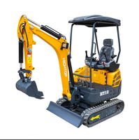 Excavadora de cadenas de 1.8 toneladas, miniexcavadora con brazo oscilante, motor diésel de tres cilindros refrigerado por agua con certificación EURO V, HT18L