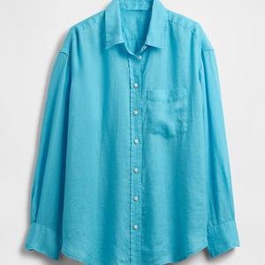 Conjunto de Lino Sólido Nuevo de Moda para Mujer, Traje de Dos Piezas de Algodón y Lino, Camisa Casual de Primavera/Verano y Pantalones de Pierna Ancha para Damas - Product Image 4