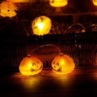 Guirlandes lumineuses LED en forme de citrouille, décoratives pour Halloween et le Festival des Fantômes, à piles, lumières féériques