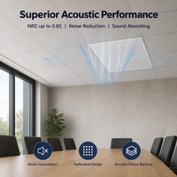 Panneaux de plafond en aluminium perforé, acoustiques, à fentes linéaires, ignifuges, 600x600mm, pour bureau