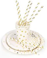 Usine en gros blanc douche nuptiale décorations de fête assiette en papier tasse serviette ensemble de fête plats jetables assiettes ensemble de vaisselle