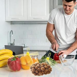 Eco Friendly Reusable Washable Mesh Produce Bags, Drawstring Vegetable Fruit <b>Storage</b> Net Bags - Product Image 4