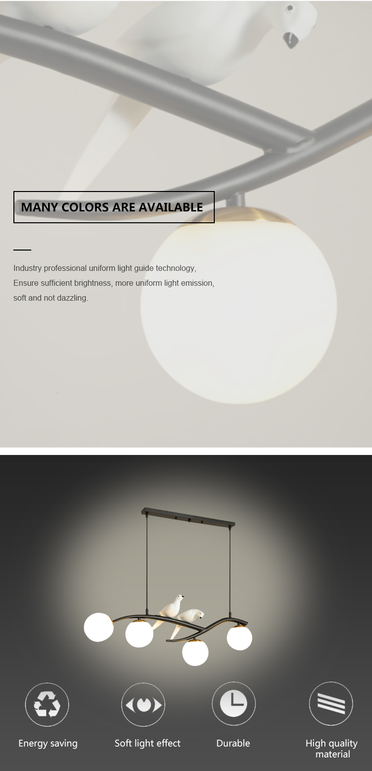High Brightness Glass Metal Bar Club Home 20W Modern e27 Pendant Lamp