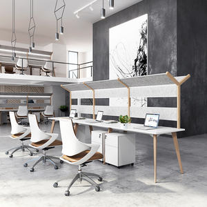 Poste de travail en forme de <span class=keywords><strong>Y</strong></span> pour le personnel, meubles de bureau, Table, bureau moderne, cloison de poste de travail - Product Image 4