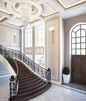 Escalier en colimaçon intérieur moderne en acier préfabriqué, décoratif, avec rampes métalliques durables et balustrade en verre, écologique, blanc, pour hôtels