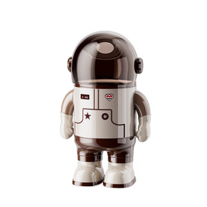 Astronaut Shape Smart Waste <b>Bin</b> Milk Brown Two Tone Rotating <b>Lid</b> Design For Living Room - Product Image 4