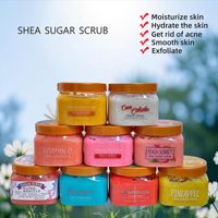 Gommage corporel au sucre et au beurre de karité bio 650g, exfoliant nettoyant en profondeur, hydratant et lissant