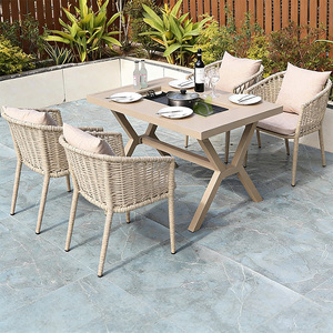 Wholesale Modern Casual Outdoor Barbecue Dining <strong>Table</strong> Sets with Aluminum Frames, Waterproof and High Temperature Resistant - Product Image 2