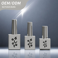Vente en gros d'usine : Bouteille de vernis gel 10ml 15ml, flacon de vernis à ongles avec bouchon et pinceau, fournisseur de flacons en verre électroplaqué pour gel UV