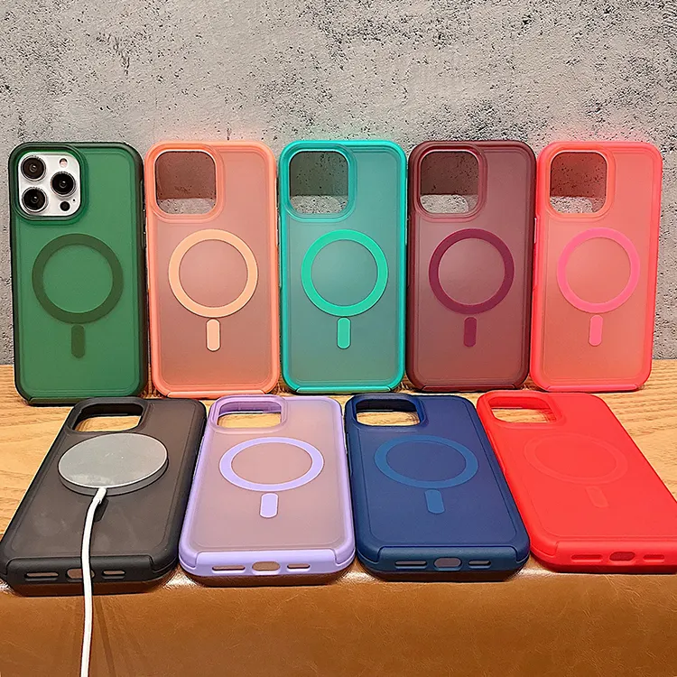 Magnetic Charging Protective Matte Transparent Pc Phone Case Color Pc Hard Shell Cover For Apple Iphone 11 12 13 14 Pro Max Plus