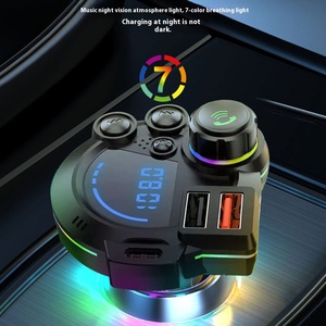 Nuevo cargador de teléfono de coche <span class=keywords><strong>ABS</strong></span> P22, cargador multifunción universal de luz ambiental colorida para coche, reproductor de <span class=keywords><strong>MP3</strong></span> Bluetooth automático - Product Image 2