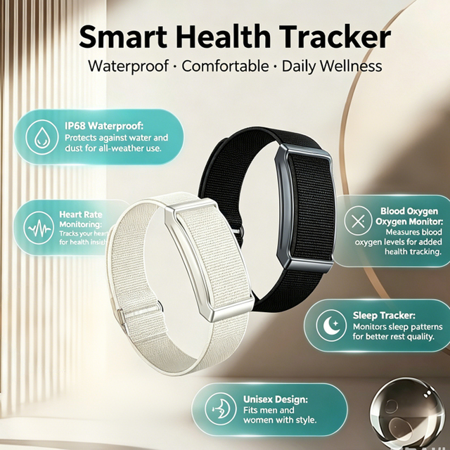 IP68 Waterproof Sport Smart Bracelet Heart Rate Pedometer Sleep Monitor Blood Oxygen Fitness Tracker Non-Screen Android Unisex