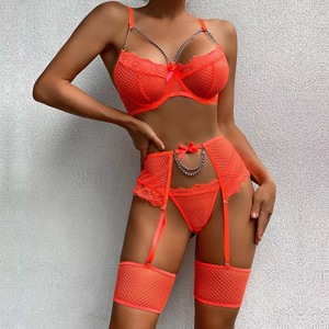 Conjunto de lencería sensual Yicheng con liguero, transparente, sexy, erótico, de malla, estándar, de punto medio, no tejido. - Product Image 4