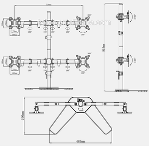 Zeno 17-27 inch Chiều cao có thể điều chỉnh bốn màn hình đứng với bàn kẹp đầy đủ khớp nối VESA gắn kết phù hợp với hầu hết các màn hình chủ - Product Image 4