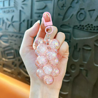 Porte-clés en acrylique avec breloque grappe de raisins à paillettes et perles, pour sac et clés de voiture, vente en gros