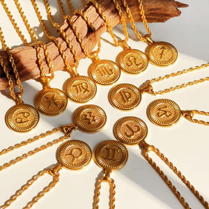 PVD 18K oro signos del zodiaco Collar para Mujeres Hombres 12 Constelaciones moneda Géminis horóscopo astrología colgante collares regalo de la <span class=keywords><strong>suerte</strong></span> - Product Image 3