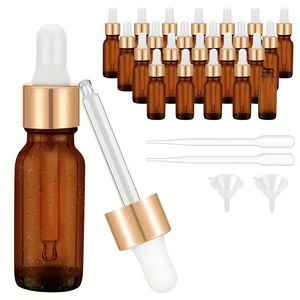 30ml 1Oz 50ml 100ml piatto rotondo ambra vetro contagocce bottiglia di vetro con tappo contagocce dorato per <span class=keywords><strong>olio</strong></span> essenziale - Product Image 4