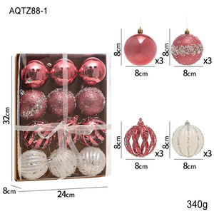 Pink Green Sparkling <b>Glitter</b> Christmas Ball Ornaments Hanging Xmas Shatterproof Plastic Balls 12Pcs Christmas Ball Ornaments Set - Product Image 6