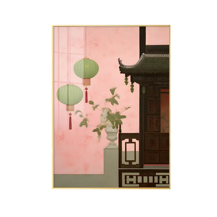 Glam chinesische architekto nische Dekorations bilder für Wohnzimmer