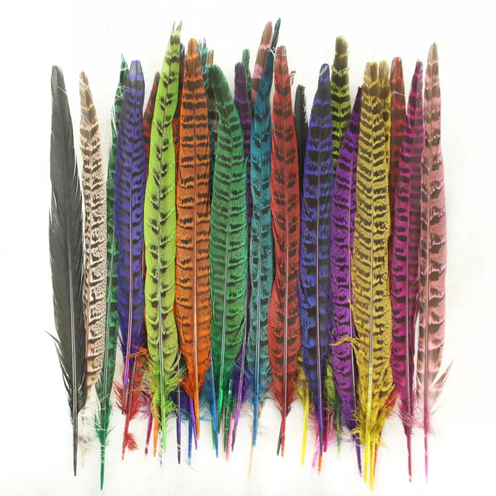 रंगे प्राकृतिक 25-35 CM/10-14 इंच तीतर पूंछ पंख DIY शिल्प गहने लटकन सामान