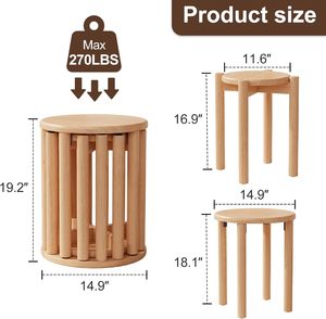 Bar <strong>Stools</strong> Set of 4 Wooden Stackable <strong>Stools</strong> 18 Inch <strong>Stool</strong> Classroom for Dining Room Bedroom Living Room(Natural) - Product Image 2